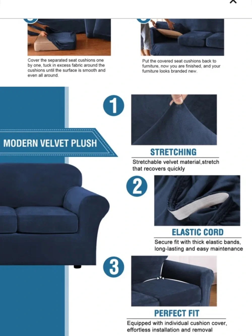Mercer41 Deep Navy Velvet Loveseat Slipcover
